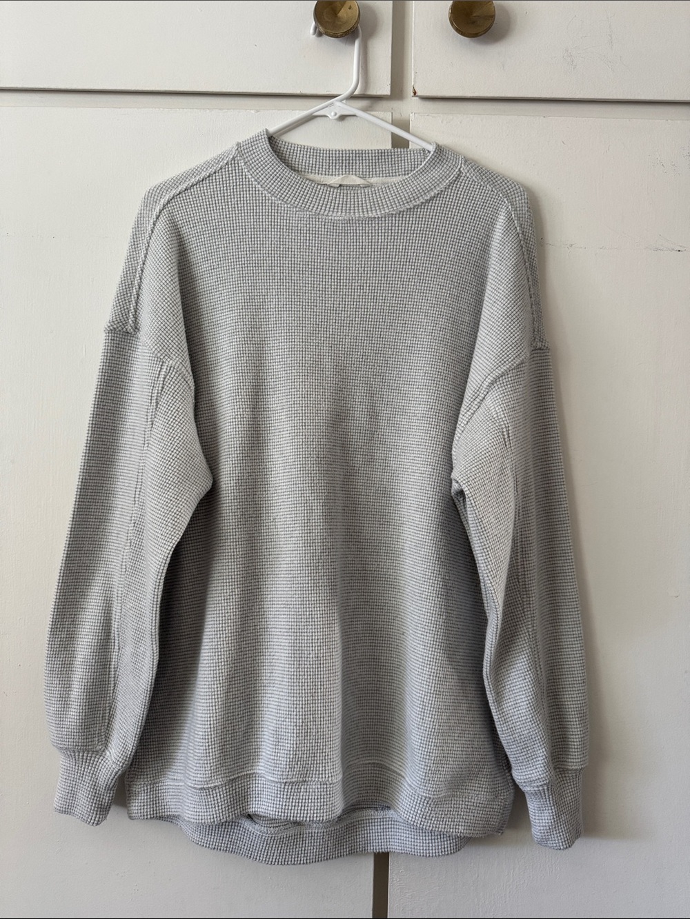 Aerie Light Gray Waffle Knit Sweater